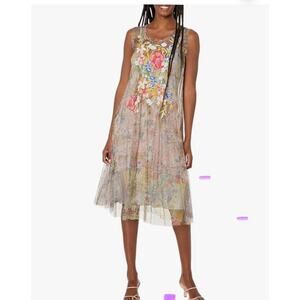 Biya by Johnny Was Women's Sleeveless Embroidered mesh dress